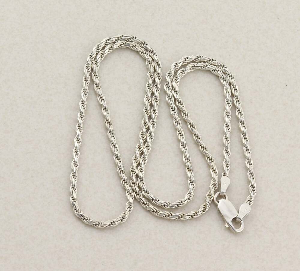 Sterling Silver 2 mm Rope Chain Necklace 20" inch